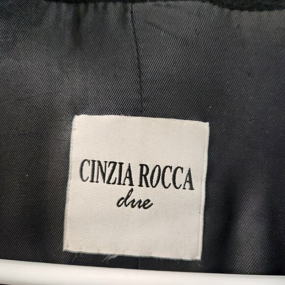 CINZIA ROCCA Cashmere Wool Blend Coat 8 Black Classic Quiet Luxury Office Fall - Picture 3 of 10